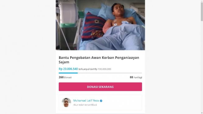 Donasi untuk Awan korban klitih di Jogja - (KitaBisa/Muhamad Latif Rezza)