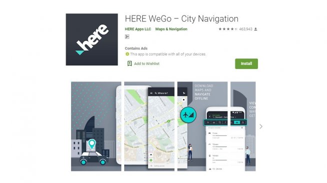 Aplikasi peta Android bisa offline, HERE weGO. [Google Play Store]