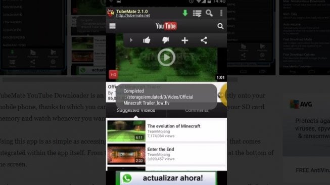 Aplikasi Android download musik gratis, TubeMate. [Uptodown]