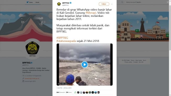 Banjir lahar Gunung Merapi - (Twitter/@BPPTKG)