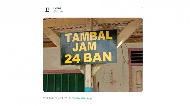 Papan tambal ban yang bikin bingung. [Twitter]