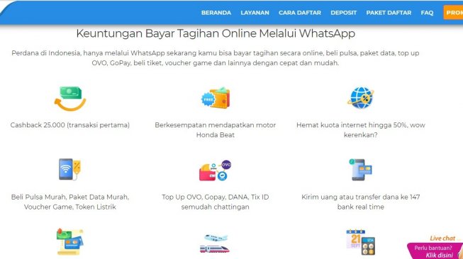 WhatsApp bisa untuk pembayaran. [BebasBayar]