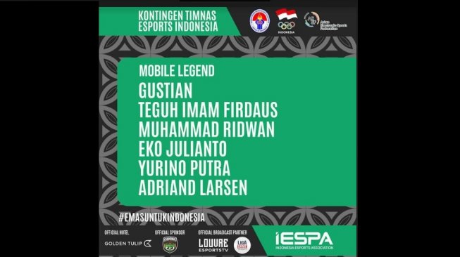 Skuad Timnas E-sport Indonesia. [IeSPA]