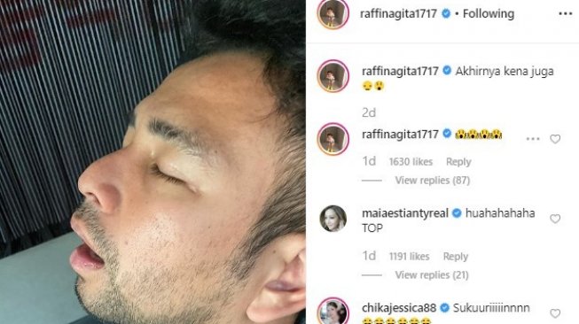 Nagita Slavina posting foto Raffi Ahmad tertidur