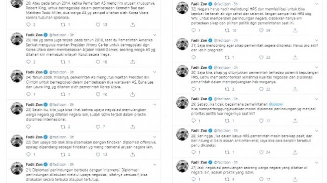 Fadli Zon minta pemerintah lebih progresif untuk memulangkan Rizieq Shihab (twitter @fadlizon)