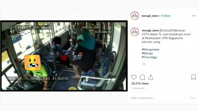 Rekaman CCTV bus Trans Jogja - (Instagram/@merapi_news)