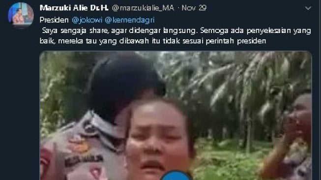 Dukungan Marzuki Alie untuk korban penggusuran. (Twiter/@Marzuki_Alie)