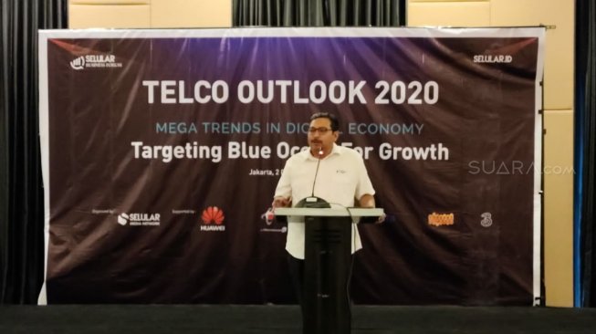 Direktur Jenderal SDPPI Kominfo, Ismail dalam acara Telco Outlook 2019 di Aston Priority, Jakarta Selatan pada Senin (2/11/2019). [Suara.com/Tivan Rahmat]