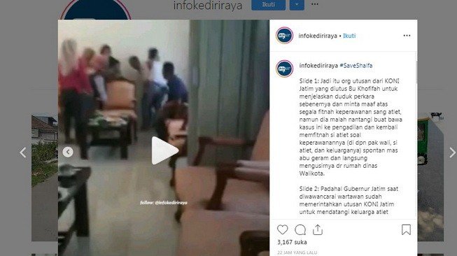 Atlet senam lantai Shalfa Avrila Siani pingsan. [Instagram/infokediriraya]