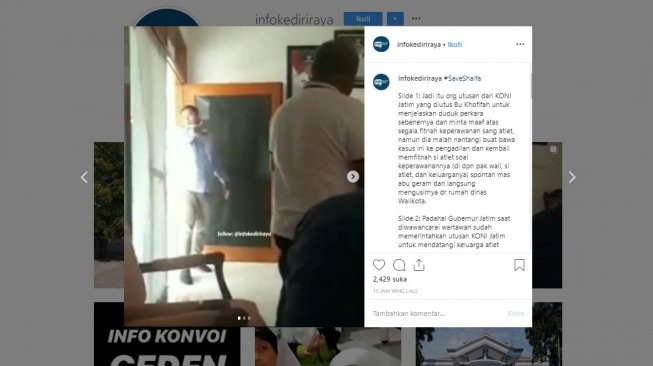 Video viral Walikota Kediri mengusir utusan KONI (instagram/@infokediriraya)