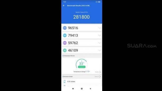 Skor AnTuTu Redmi Note 8 Pro. [Suara.com/Tivan Rahmat]