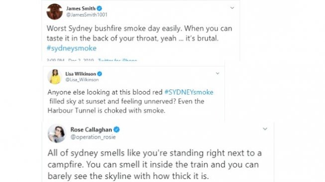 Cuitan warganet tentang langit Sydney merah akibat kabut asap kebakaran hutan (twitter)