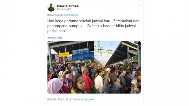 Cuitan warganet keluhan jadwal baru KRL. [Twitter]