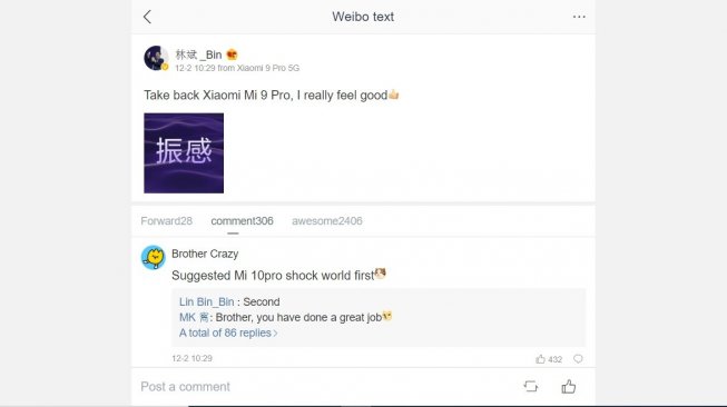 Bocoran Xiaomi Mi 10. [Weibo]