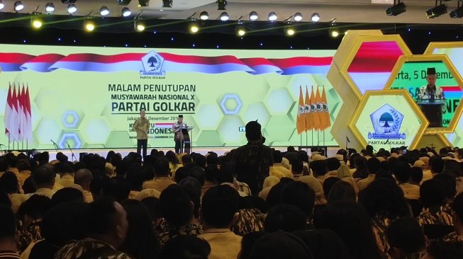 Hadiri Penutupan Munas Golkar, Ma'ruf Minta Airlangga dan Bamsoet Kompak