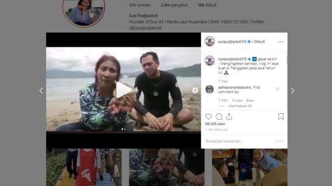 Susi Pudjiastuti soal benih lobster hanya akan memperkaya Vietnam (instagram/@susipudjiastuti115)