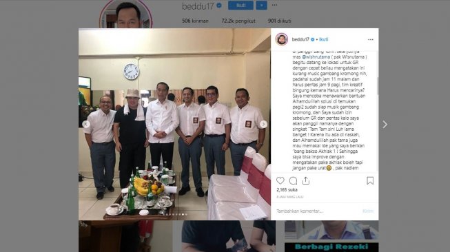 Di balik layar pentas Hari Antikorupsi Sedunia oleh menteri-menteri Jokowi (instagram/@beddu17)