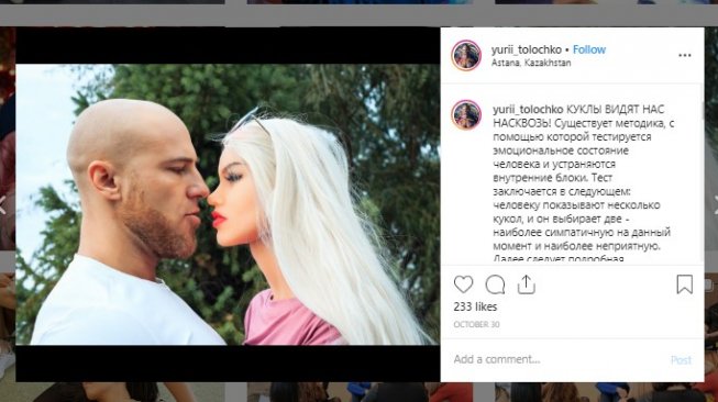 Seorang pria asal Kazakhstan berencana menikahi robot seks kesayangannya. (Instagram/@yurii_tolochko)