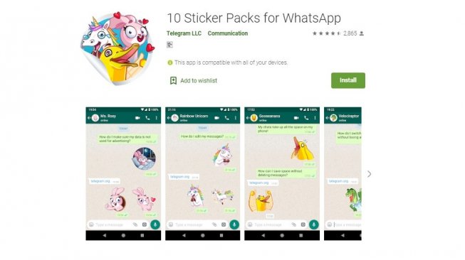 Aplikasi stiker WhatsApp terbaik, 10 Sticker Packs for WhatsApp. [Google Play Store]