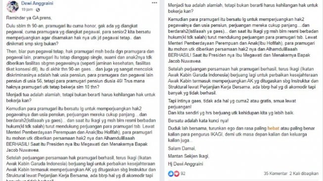 Mantan Sekjen IKAGI Dewi Anggraini kepada penerusnya (FB Dewi Anggraini)