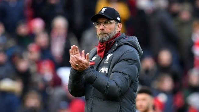 Reaksi manajer Liverpool Jurgen Klopp usai timnya mengalahkan Watford dalam pertandingan Liga Inggris yang berlangsung di Anfield, Sabtu (14/12/2019). [AFP]
