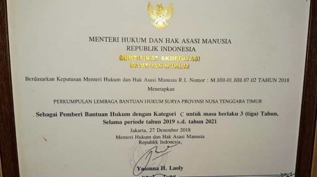 LBH Surya NTT” Siap Berikan Bantuan Hukum Untuk Masyarakat Tidak Mampu