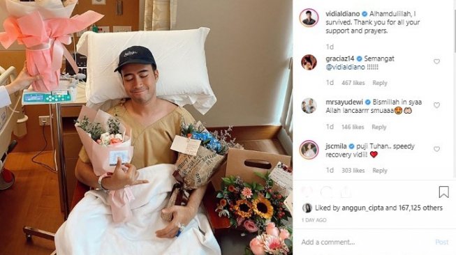 Vidi Aldiano setelah operasi (Instagram/Vidi Aldiano)