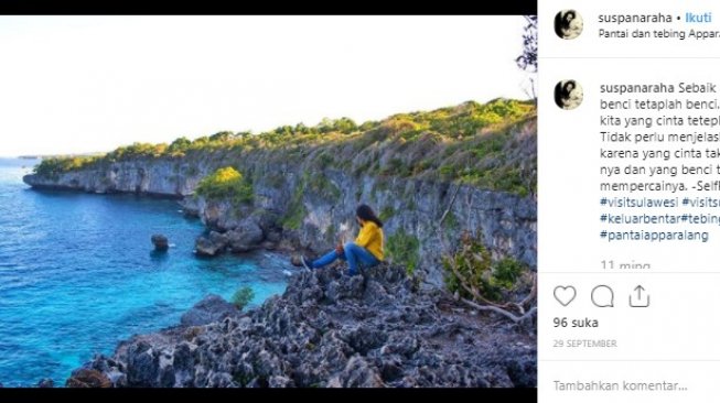 Pantai Apparalang di Bulukumba, Sulawesi Selatan. (Instagram/@suspanaraha)