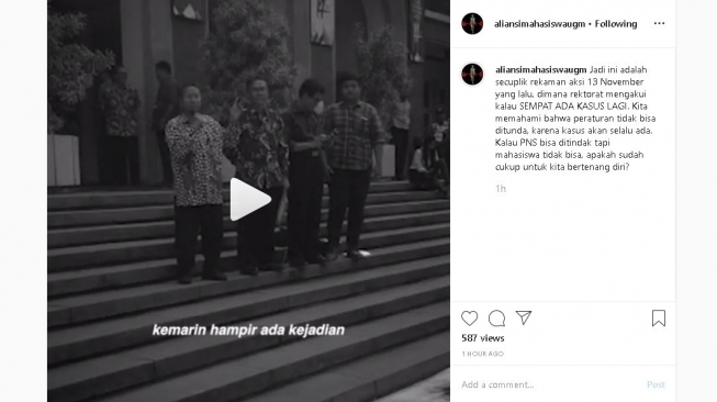 Aksi 13 November Aliansi Mahasiswa UGM - (Instagram/@aliansimahasiswaugm)