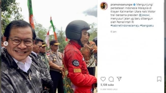 Jaket Jokowi bikin salfok. (Instagram/@pramonoanungw)