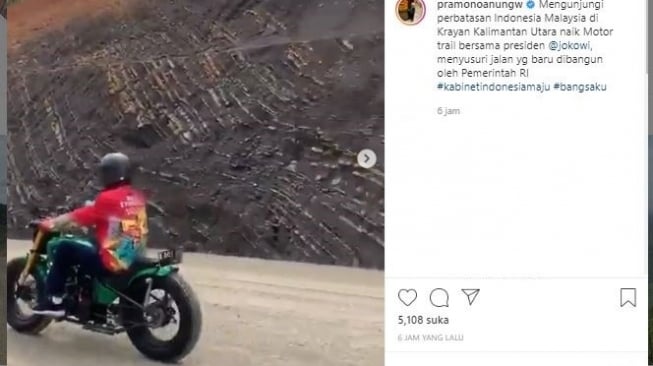 Jaket Jokowi bikin salfok. (Instagram/@pramonoanungw)