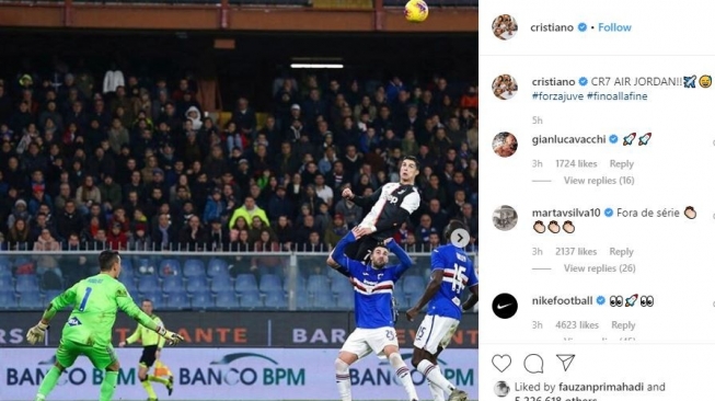 Unggahan Cristiano Ronaldo di Instagram soal gol spektakulernya. (Instagram/cristiano)