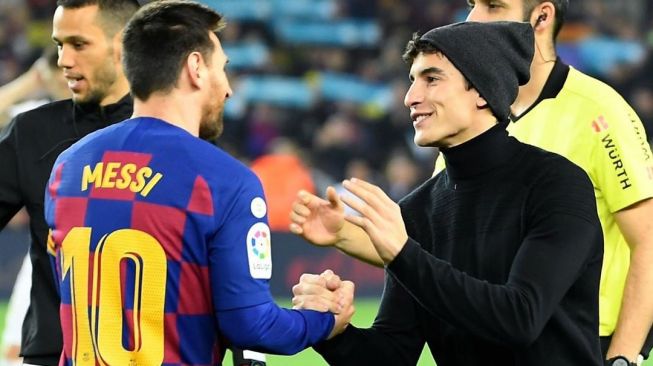 Marc Marquez terpotret bareng Lionel Messi. (Instagram)