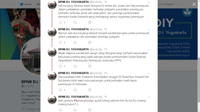 Sejarah Hari Ibu bermula di Yogyakarta - (Twitter/@bpnbdiy)