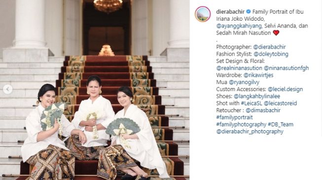 Potret Iriana Jokowi, Kahiyang Ayu, Selvi Ananda, dan Sedah Mirah. (Instagram/@dierabachir)