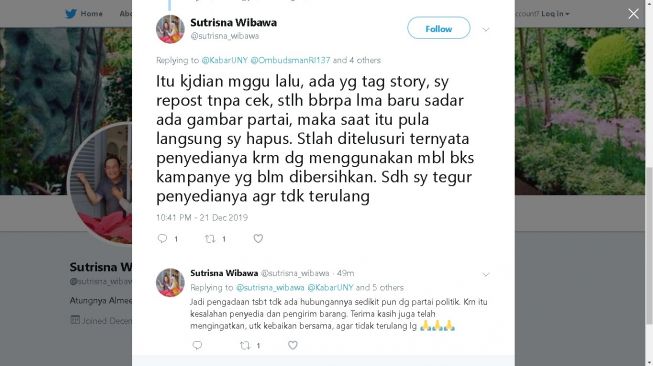 Rektor UNY Sutrisna Wibawa dituding kampanye di kampus - (Twitter/@sutrisna_wibawa)