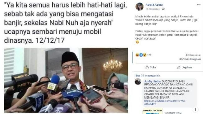 CEK FAKTA: Anies Sebut Tak Ada yang Bisa Atasi Banjir Termasuk Nabi Nuh?