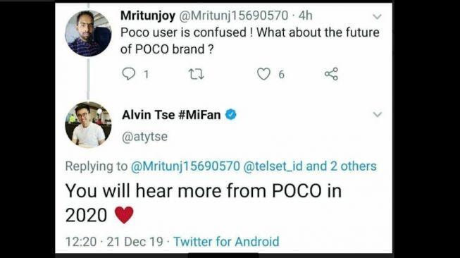 Cuitan Bos Xiaomi Indonesia soal Pocophone. [Twitter]