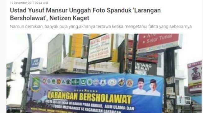 Spanduk Larangan Bersholawat. (turnbackhoax.id)