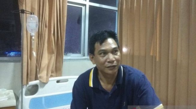 Ridwan, korban selamat dari kecelakaan bus Sriwijaya masuk jurang. (Antara)