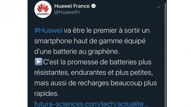 Pernyataan resmi Huawei Prancis soal graphene [Twitter: @HuaweiFr via GSMArena].