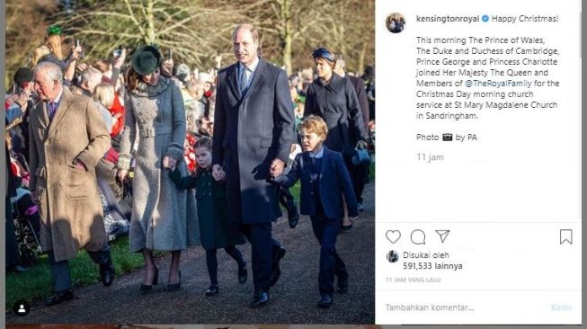 Natal Keluarga Kerajaan Inggris . (Instagram/kensingtonroyal)