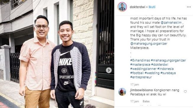 Evan Dimas segera menikah. (Instagram/@dokterdwi).