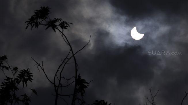 Gerhana matahari cincin dilihat dari Planetarium Taman Ismail Marzuki, Jakarta, Kamis (26/12). [Suara.com/Angga Budhiyanto]