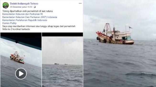 Nelayan Indonesia Diganggu Kapal Asing, KKP Diminta Bersikap Tegas (Facebook Dedek Ardiansyah Terisno)