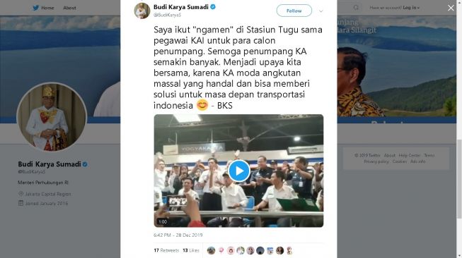 'Ngamen' di Stasiun Tugu, Menhub Budi Karya Sumadi Nyanyikan Lagu Anji - SuaraJogja.ID