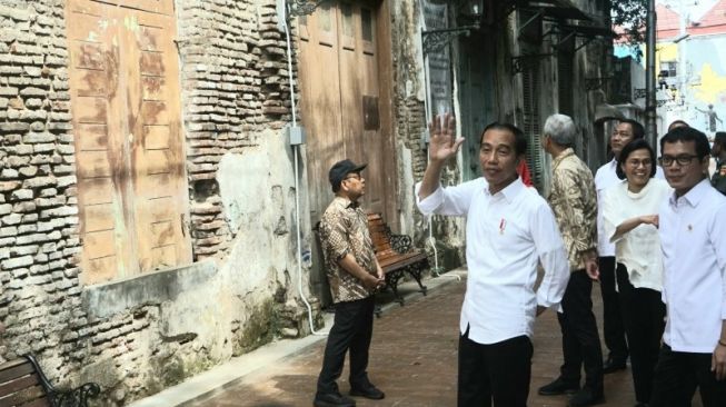 Presiden Joko Widodo atau Jokowi di Kota Lama Semarang. (Antara)