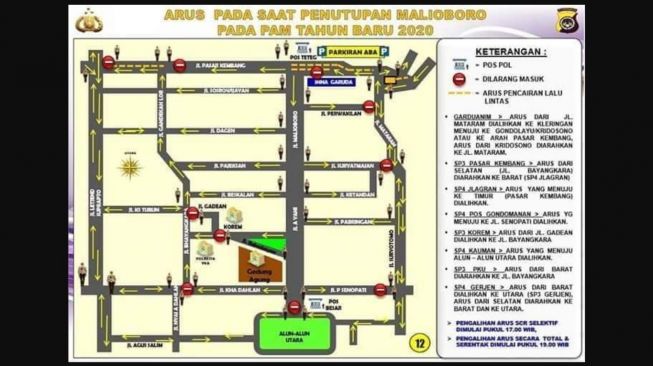 Pengalihan arus di Yogyakarta pada malam pergantian tahun 2019-2020 - (ist)