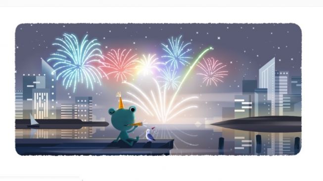 Google Doodle sambut Tahun Baru 2020. [Google]