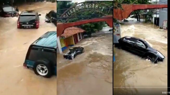 Mencekam! Video Detik - detik Mobil Terseret Arus Banjir di Ciledug